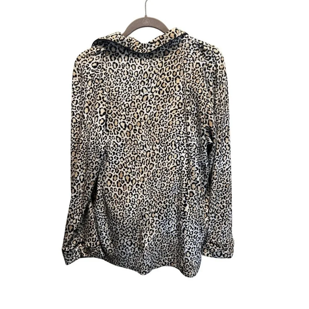 Joyspun Womens Leopard Print Long Sleeve Lounge Top 2X 18W-20W  bottoms 3X
